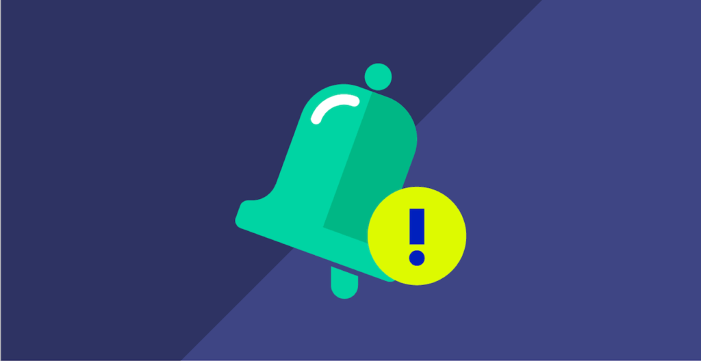 green bell notification on blue background